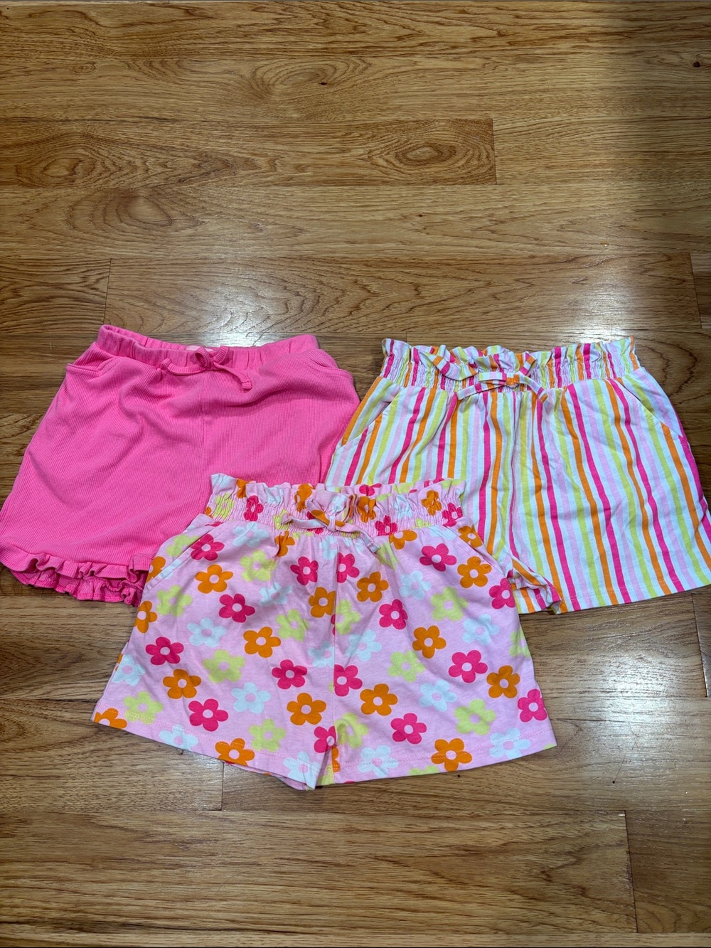 Freestyle Revolution Girls Pink Floral & Stripe Shorts Trio- Size 8